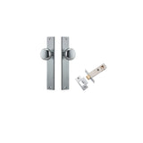 Cambridge Knob - Rectangular Backplate Passage Kit in Brushed Chrome - angled product view