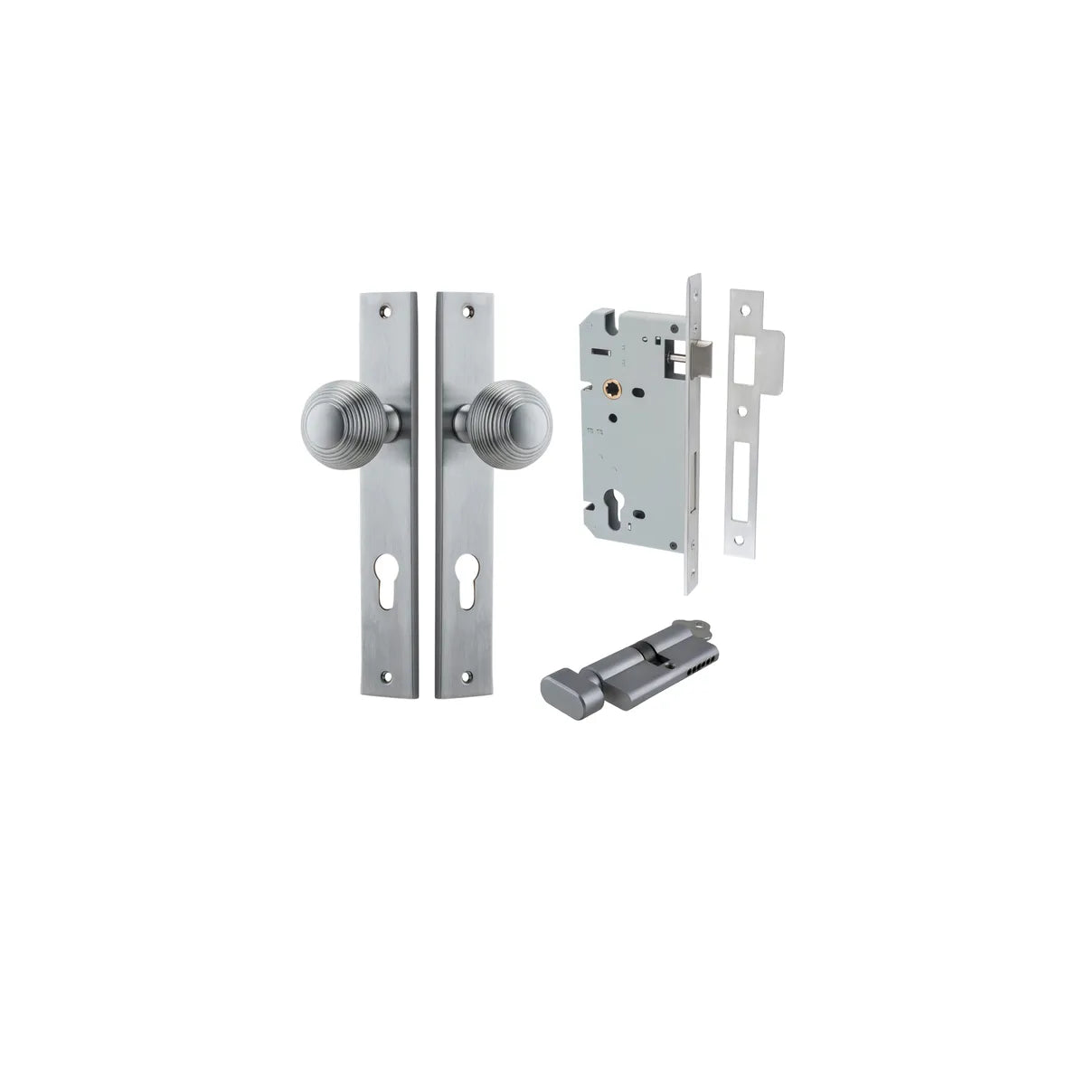 Guildford Knob - Rectangular Backplate Entrance Kit with High Security Lock - entrance set configuration (11 of 18)
