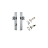 Guildford Knob - Rectangular Backplate Privacy Kit with Privacy Turn in Brushed Chrome - privacy set configuration