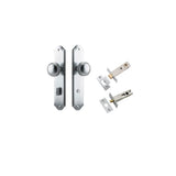 Paddington Knob - Shouldered Backplate Privacy Kit with Privacy Turn in Brushed Chrome - privacy set configuration