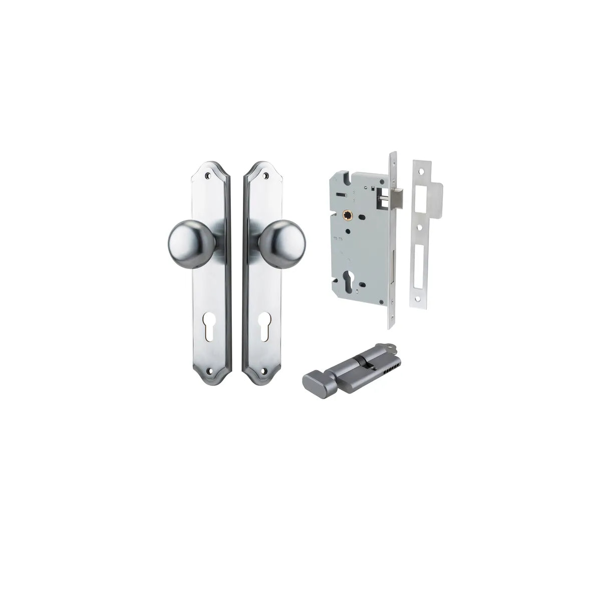Cambridge Knob - Shouldered Backplate Entrance Kit with High Security Lock - entrance set configuration (11 of 18)
