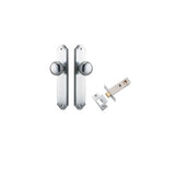 Cambridge Knob - Shouldered Backplate Passage Kit in Brushed Chrome - angled product view