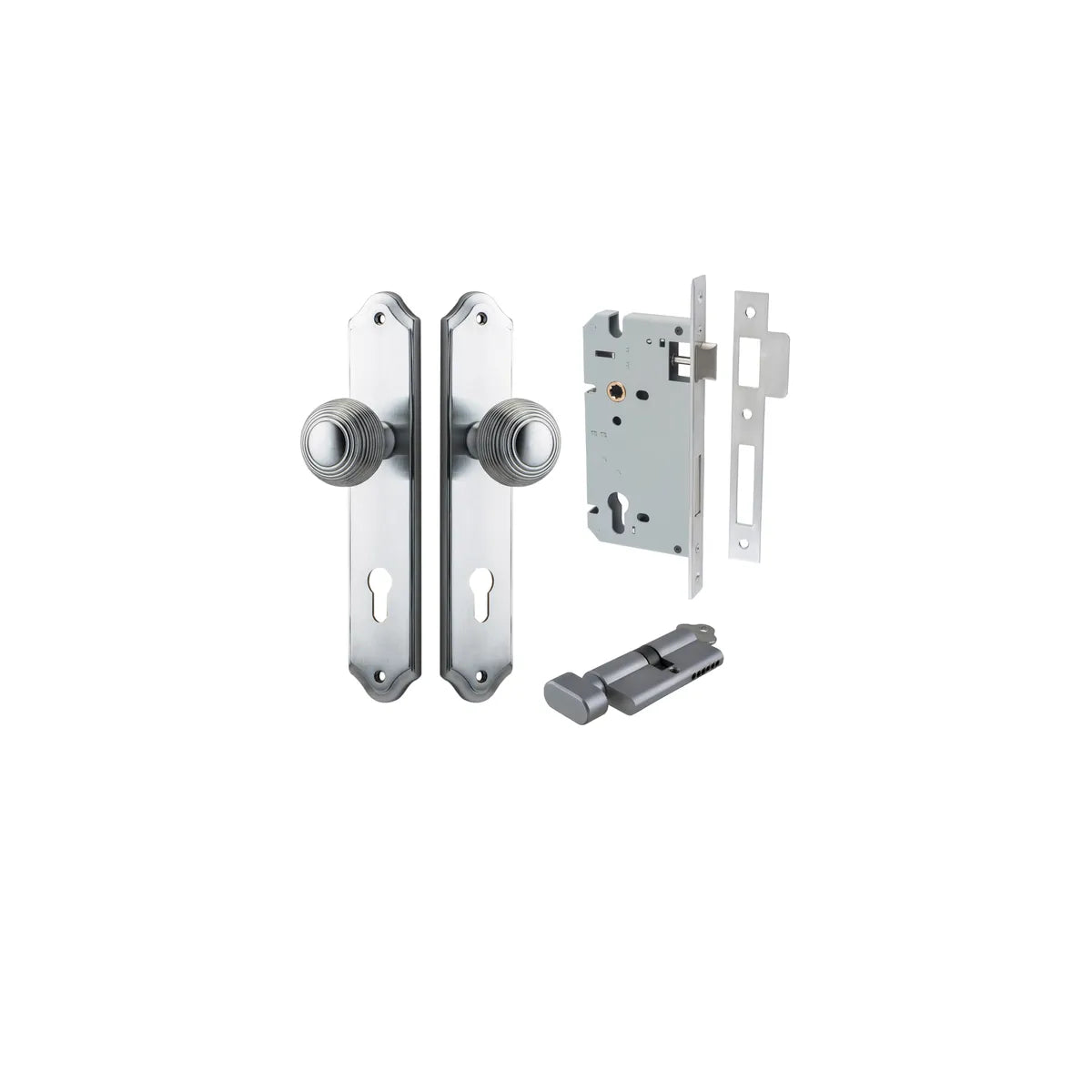 Guildford Knob - Shouldered Backplate Entrance Kit with High Security Lock - entrance set configuration (11 of 18)