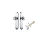 Guildford Knob - Shouldered Backplate Passage Kit in Brushed Chrome - angled product view