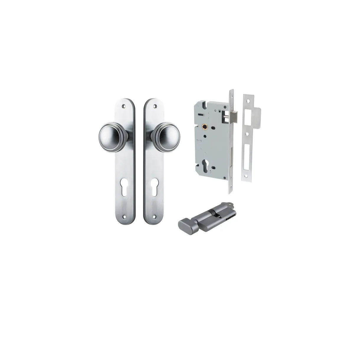 Paddington Knob - Oval Backplate Entrance Kit with High Security Lock in Brushed Brass - entrance set configuratio (11 of 18)