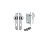 Cambridge Knob - Oval Backplate Entrance Kit with High Security Lock in Brushed Brass - entrance set configuration
