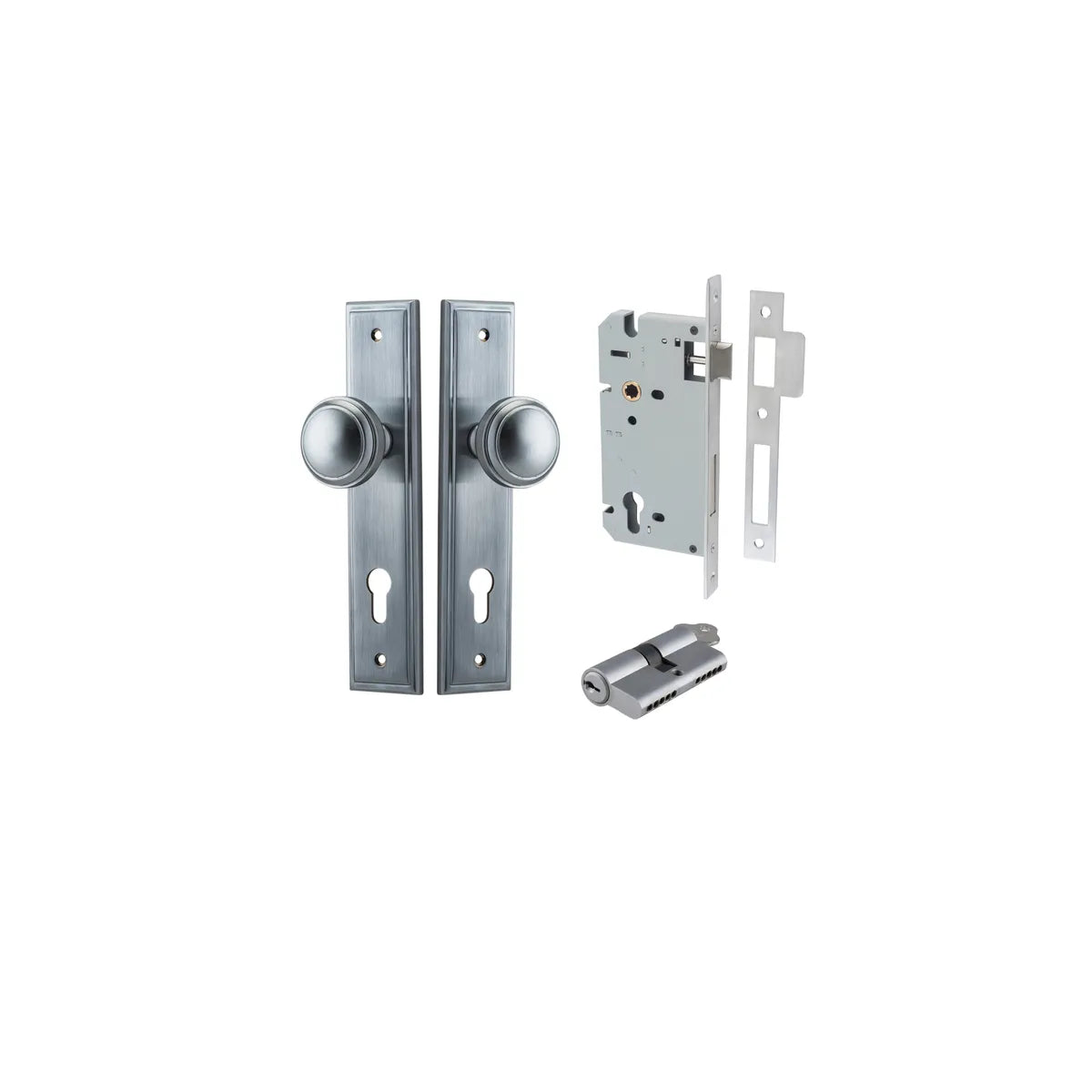 Paddington Knob - Stepped Backplate Entrance Kit with High Security Lock - entrance set configuration (2 of 18)