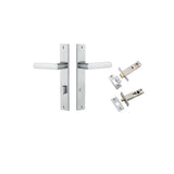 Osaka Lever - Rectangular Backplate Privacy Kit with Privacy Turn in Brushed Chrome - privacy set configuration