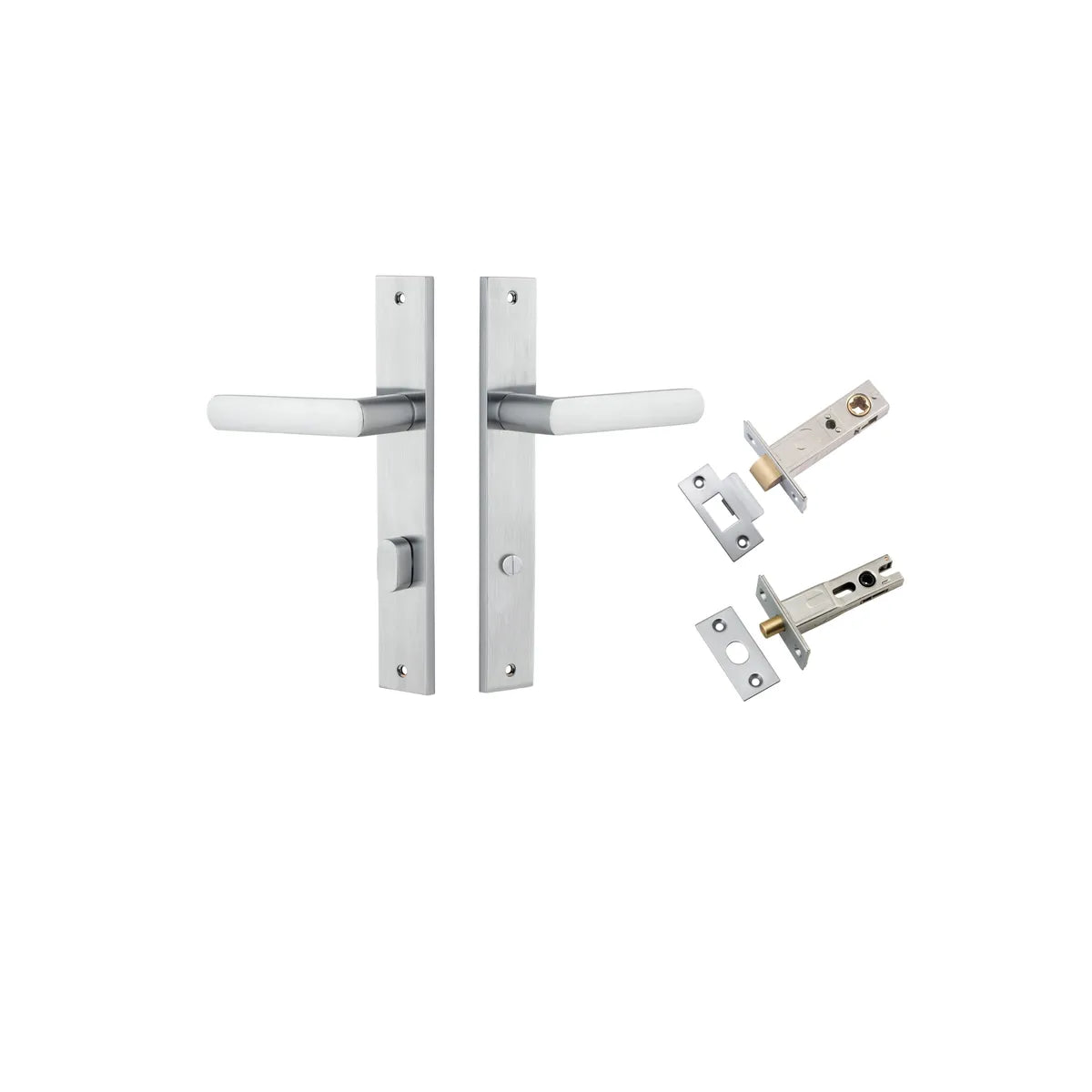 Osaka Lever - Rectangular Backplate Privacy Kit with Privacy Turn in Brushed Chrome - privacy set configuration