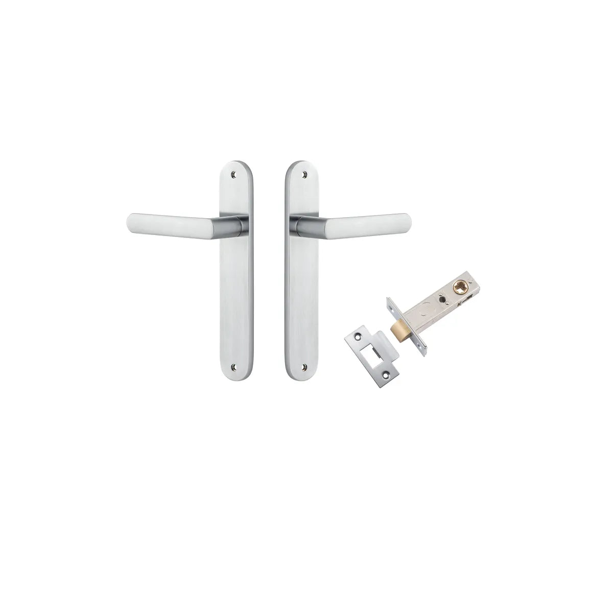 Osaka Lever - Oval Backplate Passage Kit in Brushed Brass - angled product view