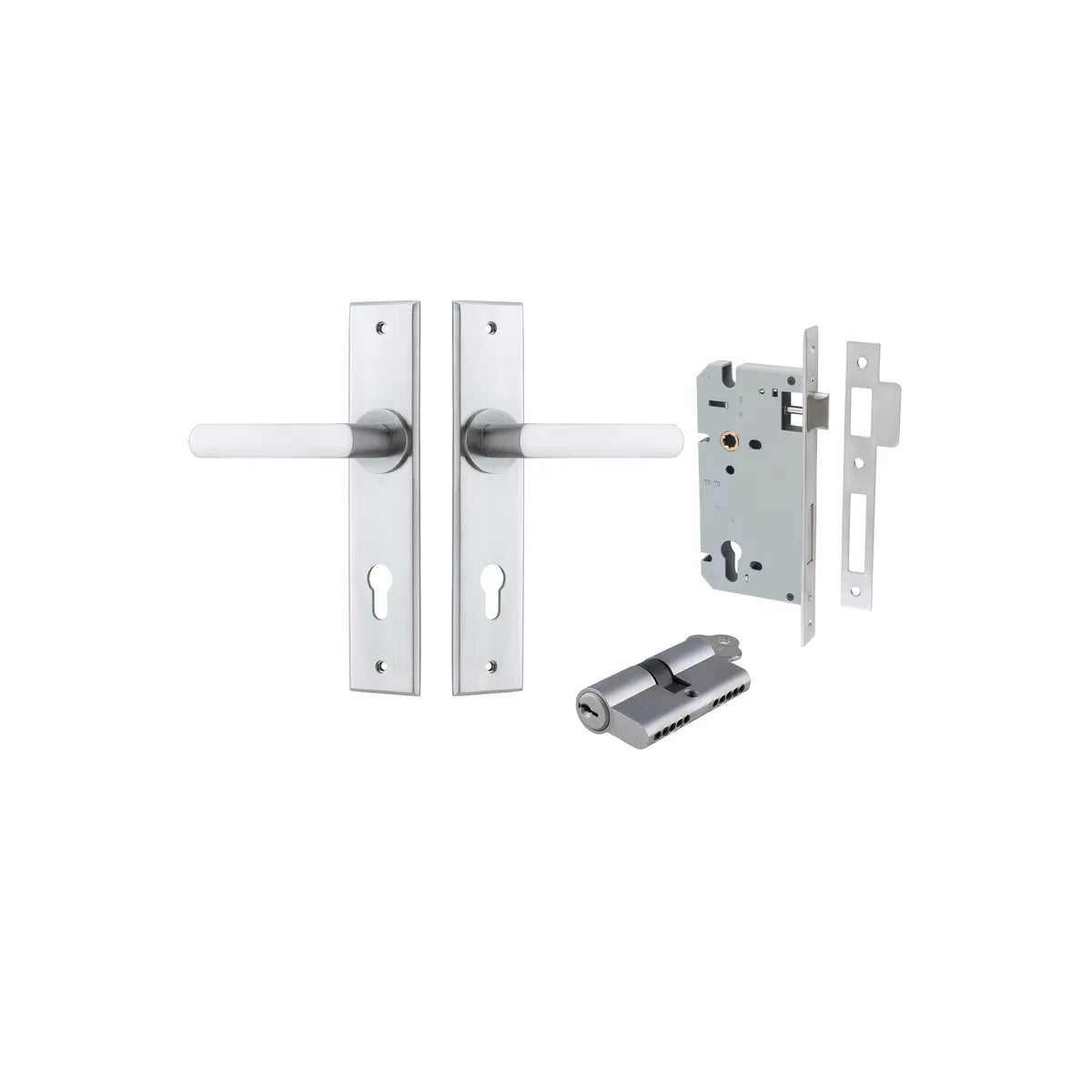Osaka Lever - Chamfered Backplate Entrance Kit with High Security Lock - entrance set configuration (2 of 12)