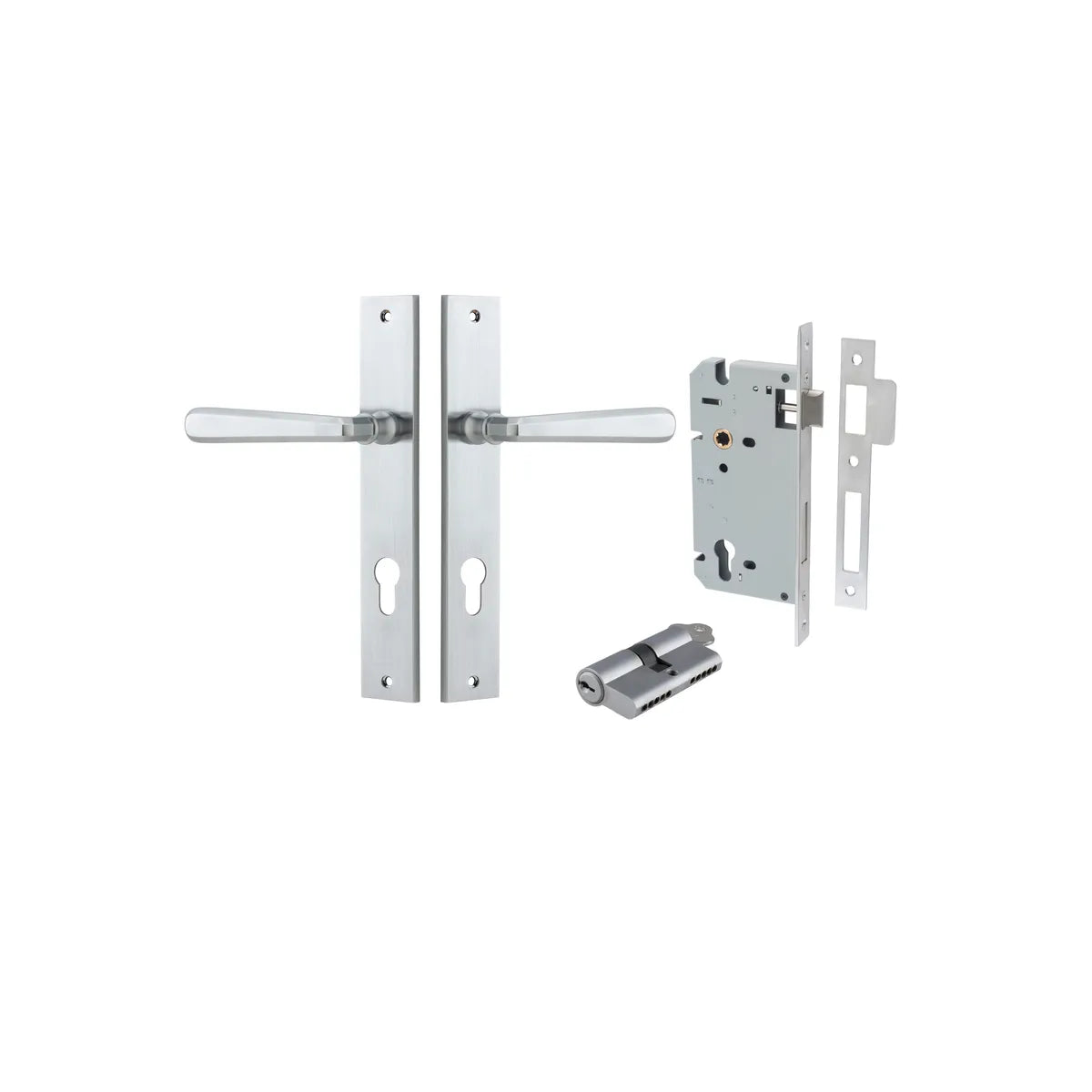 Copenhagen Lever - Rectangular Backplate Entrance Kit with High Security Lock - entrance set configuration (2 of 14)
