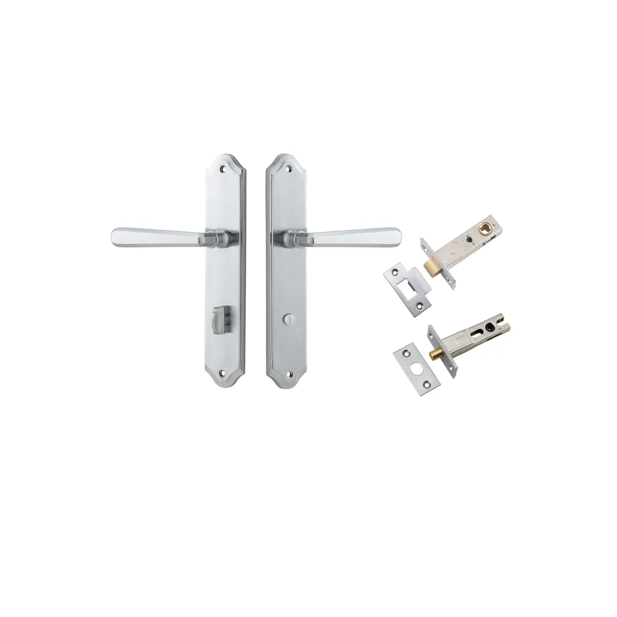 Copenhagen Lever - Shouldered Backplate Privacy Kit with Privacy Turn in Brushed Chrome - privacy set configuration
