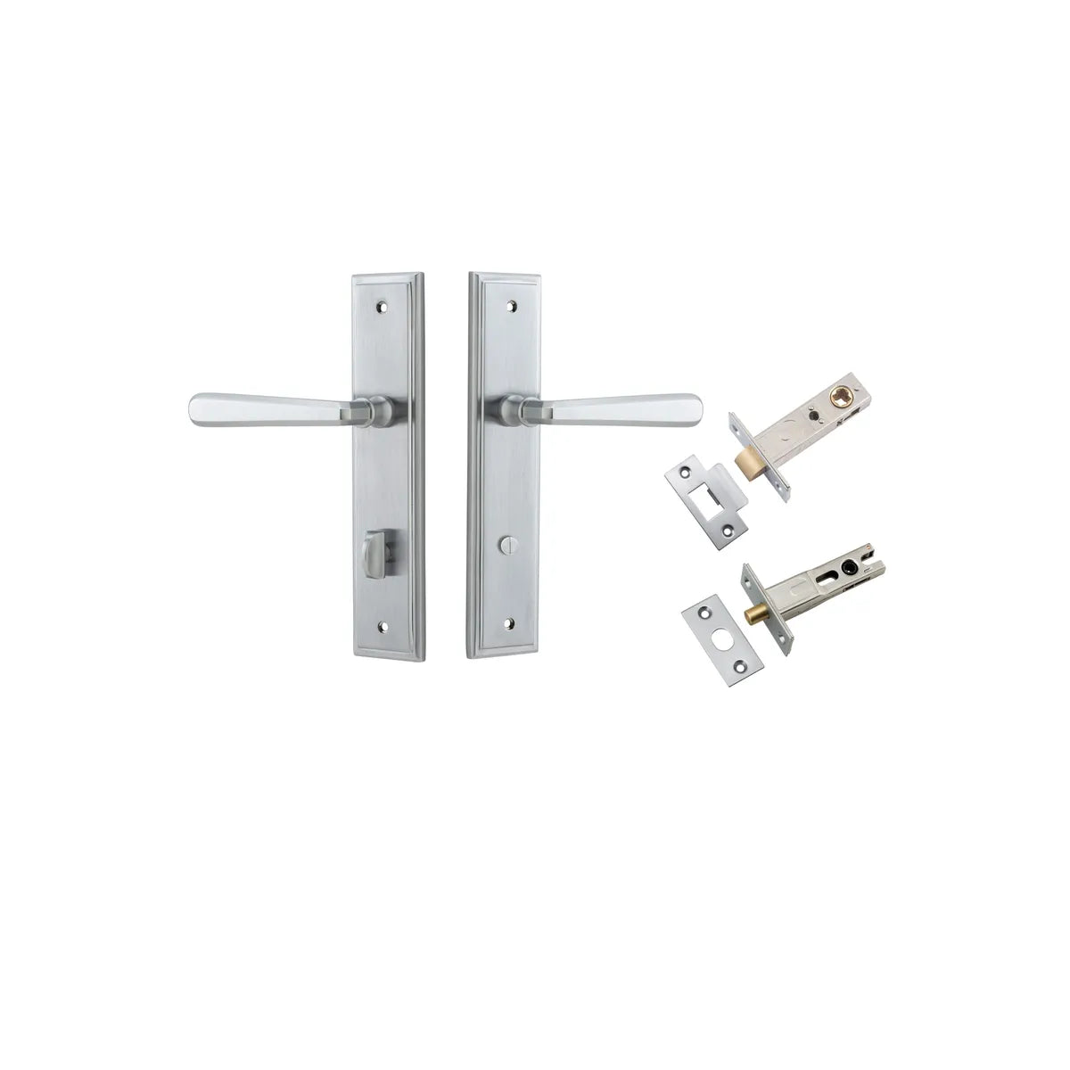 Copenhagen Lever - Steppedd Backplate Privacy Kit with Privacy Turn in Brushed Chrome - privacy set configuration