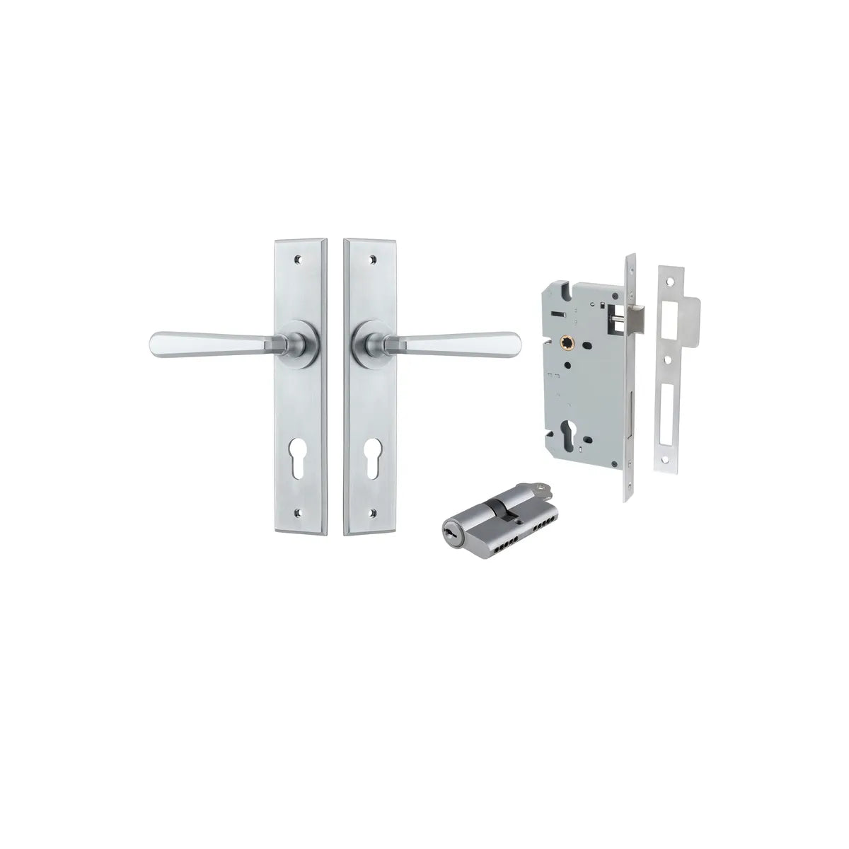 Copenhagen Lever - Chamfered Backplate Entrance Kit with High Security Lock - entrance set configuration (2 of 13)