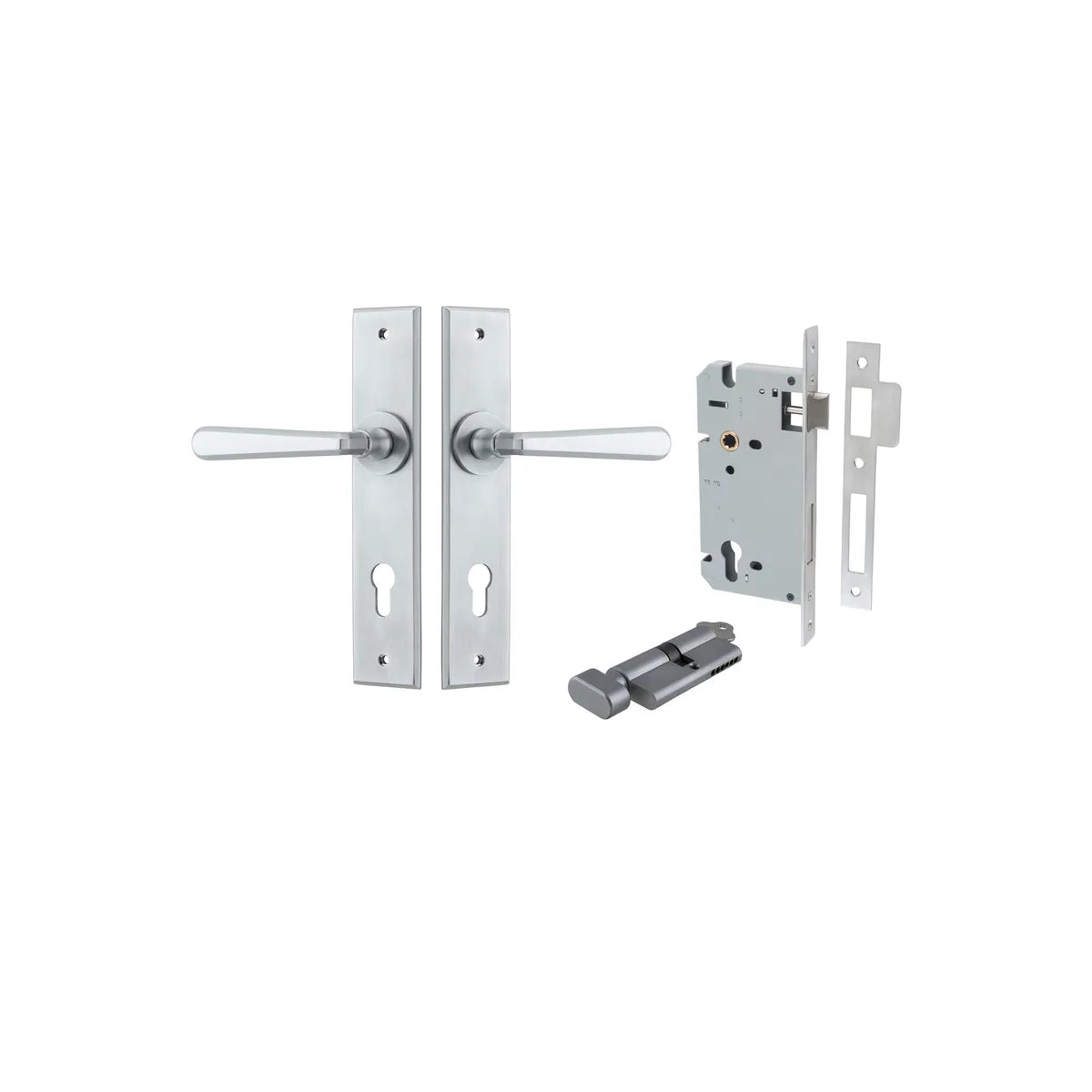 Copenhagen Lever - Chamfered Backplate Entrance Kit with High Security Lock - entrance set configuration (8 of 13)