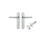 Helsinki Lever - Oval Backplate Passage Kit in Brushed Chrome - angled product view