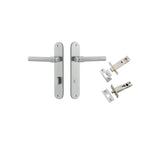 Helsinki Lever - Oval Backplate Privacy Kit with Privacy Turn in Brushed Chrome - privacy set configuration