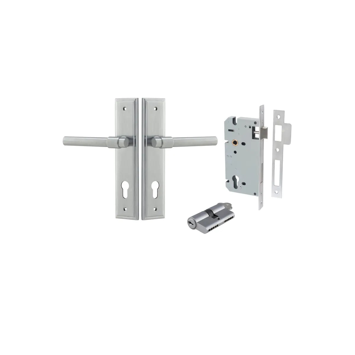 Helsinki Lever - Stepped Backplate Entrance Kit with High Security Lock