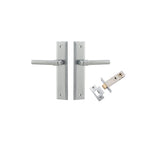 Helsinki Lever - Stepped Backplate Passage Kit in Brushed Chrome - angled product view