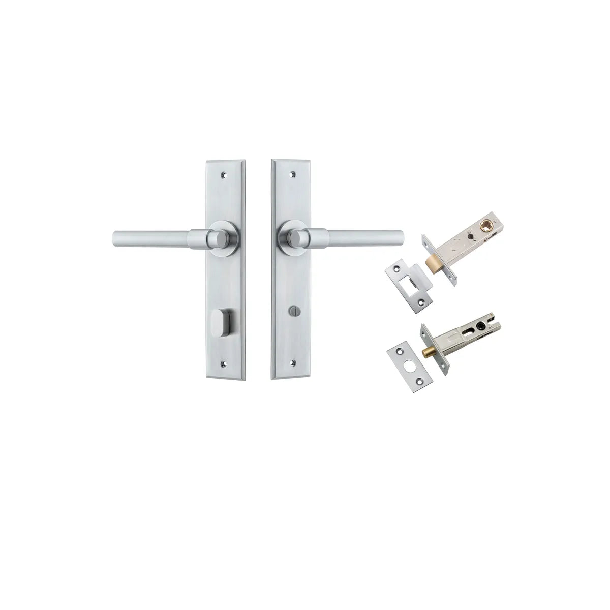 Helsinki Lever - Chamfered Backplate Privacy Kit with Privacy Turn