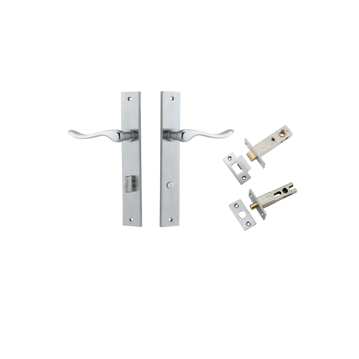 Stirling Lever - Rectangular Backplate Privacy Kit with Privacy Turn in Brushed Chrome - privacy set configuration