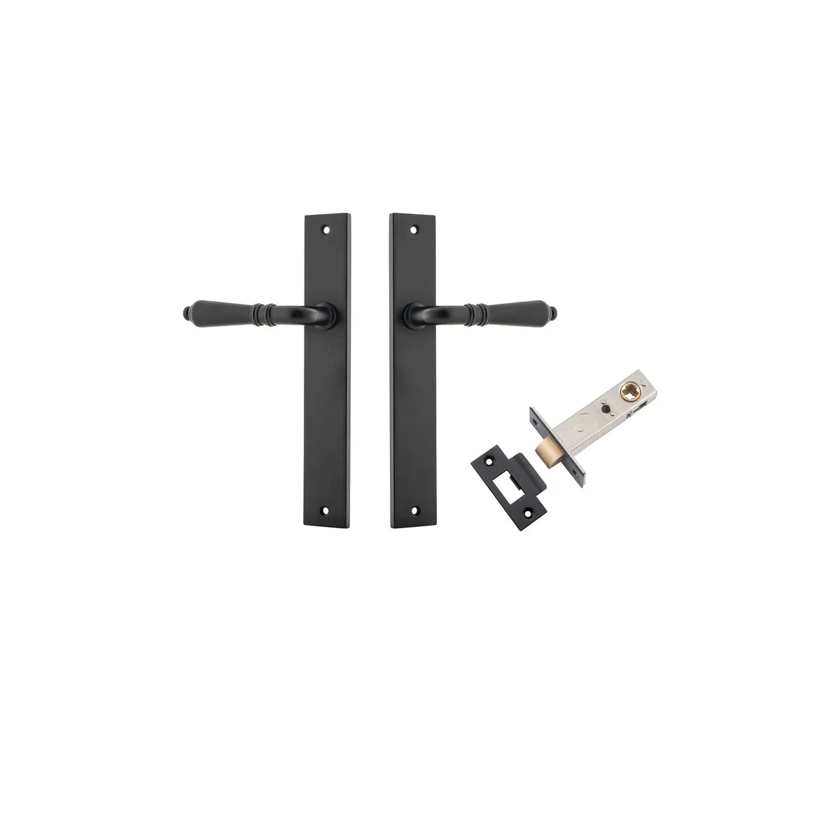 Sarlat Lever - Rectangular Backplate Passage Kit in Matt Black - alternative product view