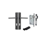 Baltimore Lever - Rectangular Backplate Entrance Kit with High Security Lock in Brushed Brass - entrance set configuration