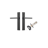 Baltimore Lever - Rectangular Backplate Passage Kit in Matt Black - close-up detail view