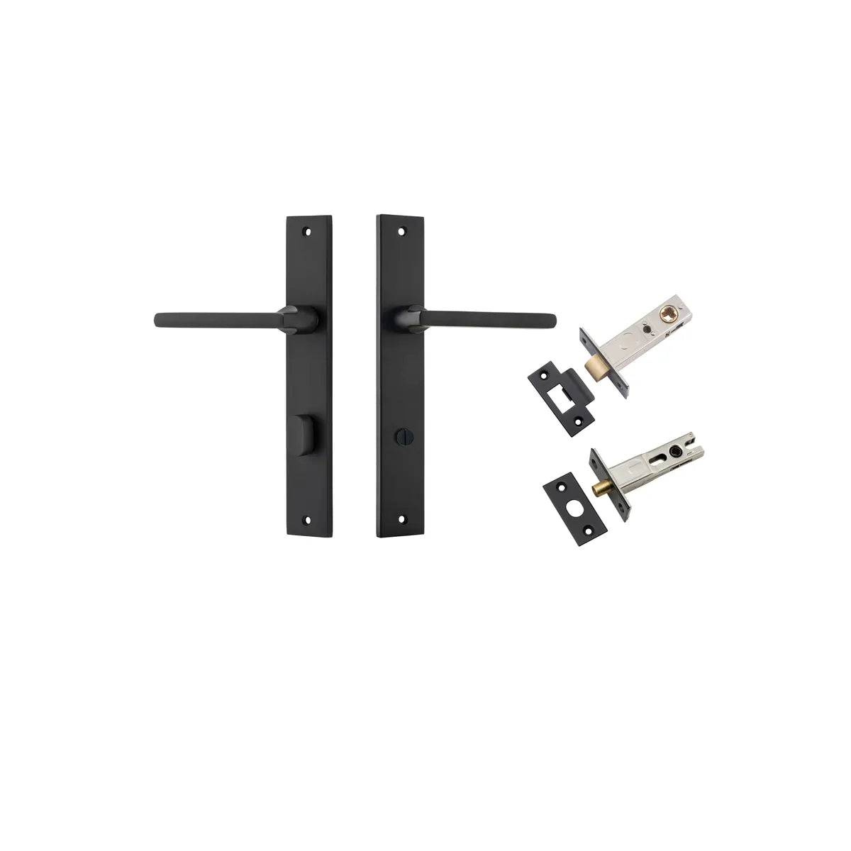 Baltimore Lever - Rectangular Backplate Privacy Kit with Privacy Turn in Brushed Chrome - privacy set configuration (3 of 7)