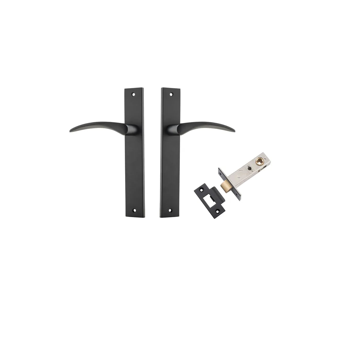 Oxford Lever - Rectangular Backplate Passage Kit in Matt Black - angled product view
