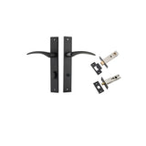 Oxford Lever - Rectangular Backplate Privacy Kit with Privacy Turn in Matt Black - privacy set configuration