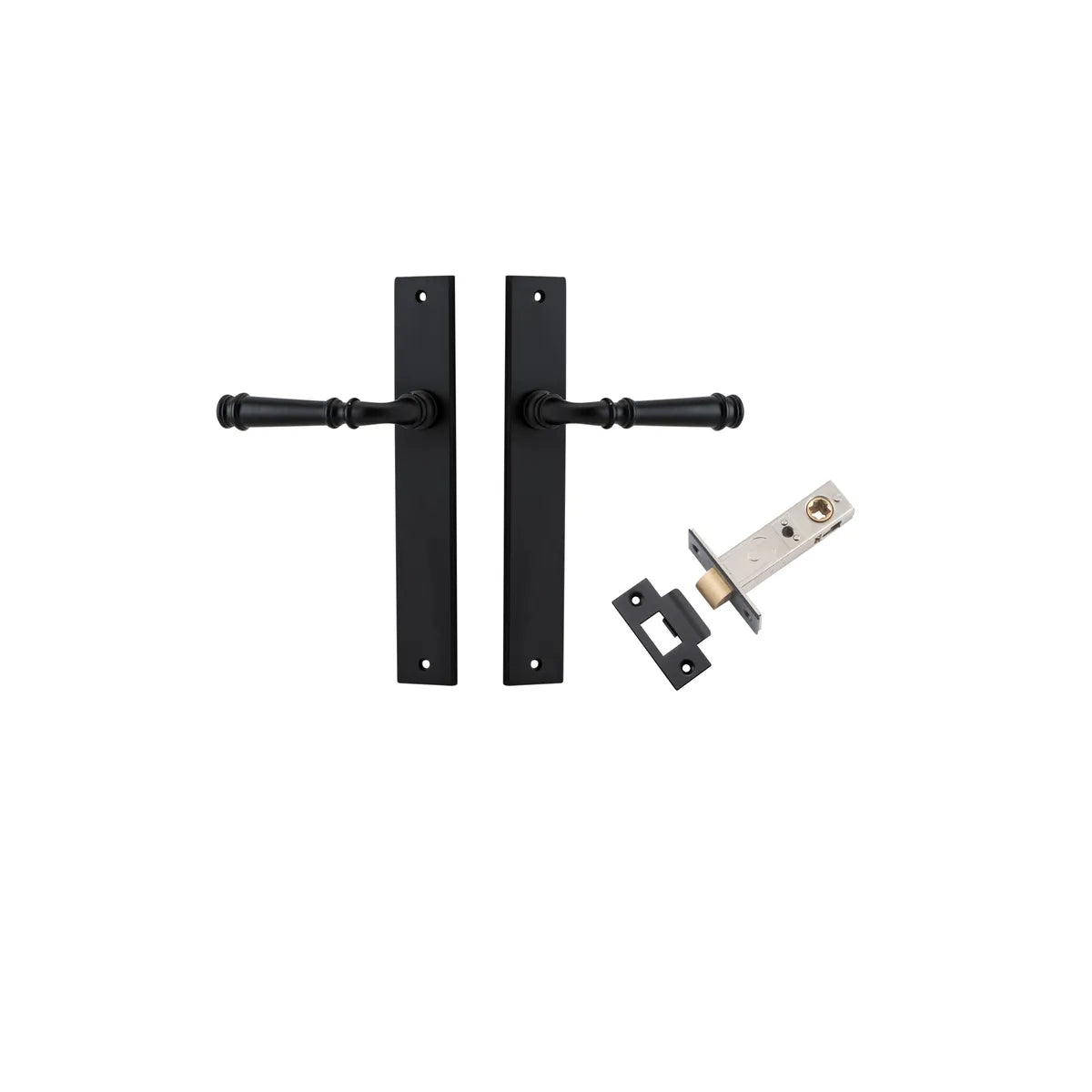 Verona Lever - Rectangular Backplate Passage Kit in Brushed Brass - side profile view