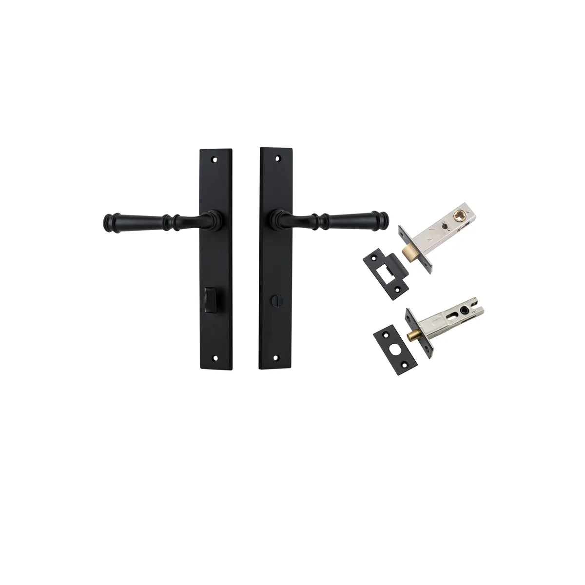 Verona Lever - Rectangular Backplate Privacy Kit with Privacy Turn in Matt Black - privacy set configuration