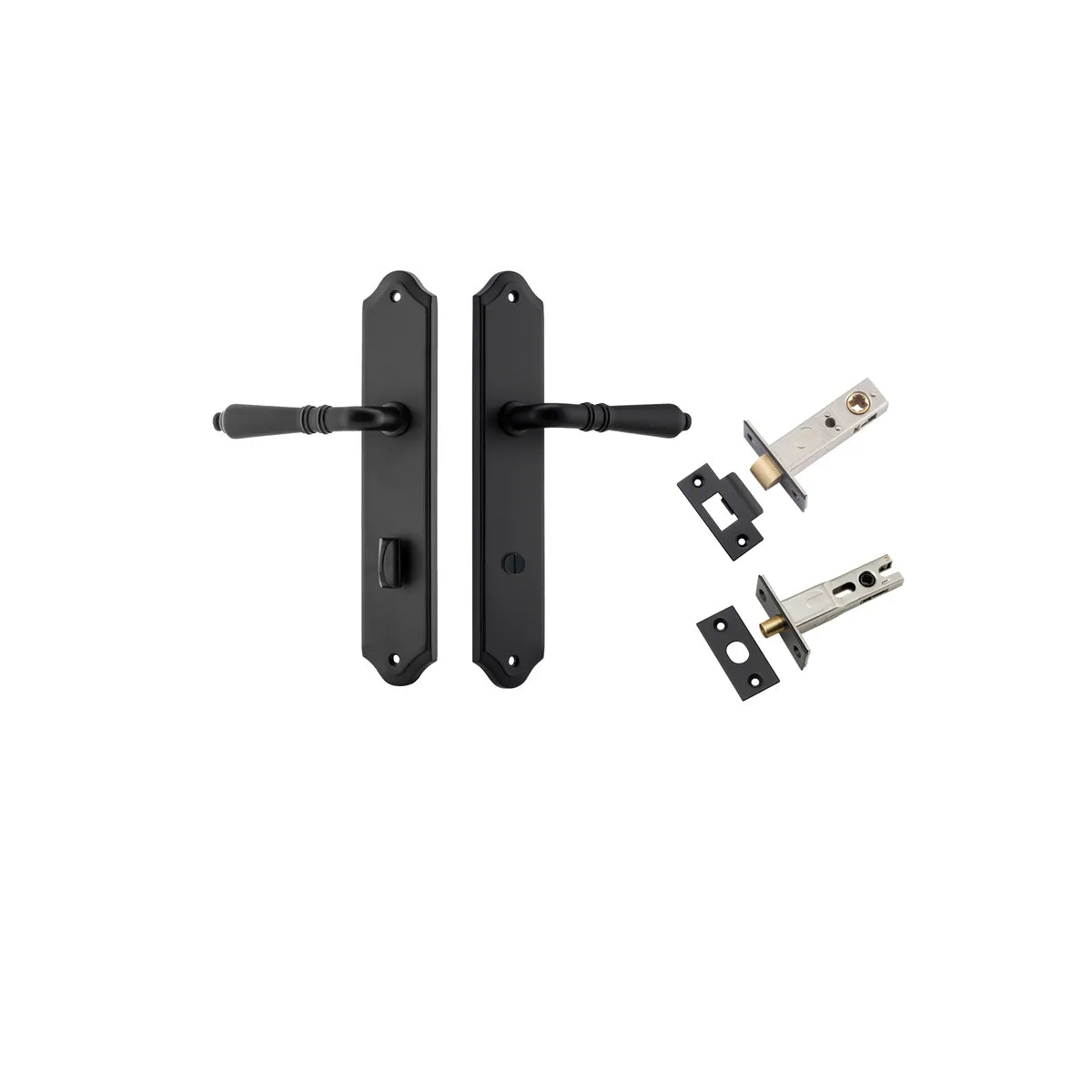 Sarlat Lever - Shouldered Backplate Privacy Kit with Privacy Turn in Brushed Chrome - privacy set configuration (5 of 10)