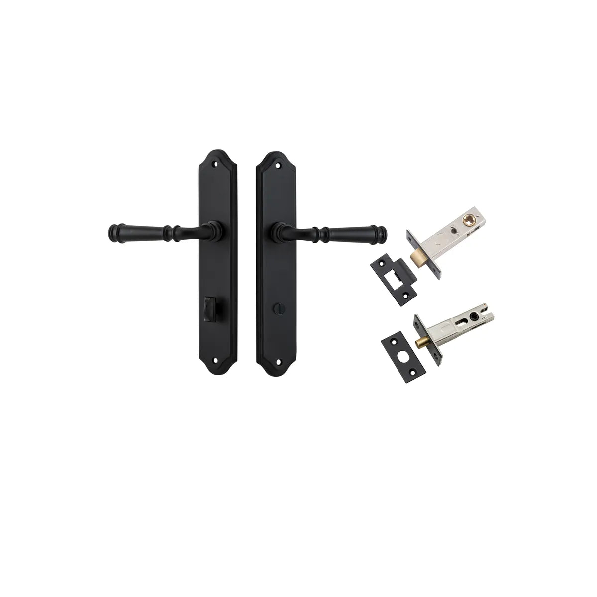 Verona Lever - Shouldered Backplate Privacy Kit with Privacy Turn in Matt Black - privacy set configuration