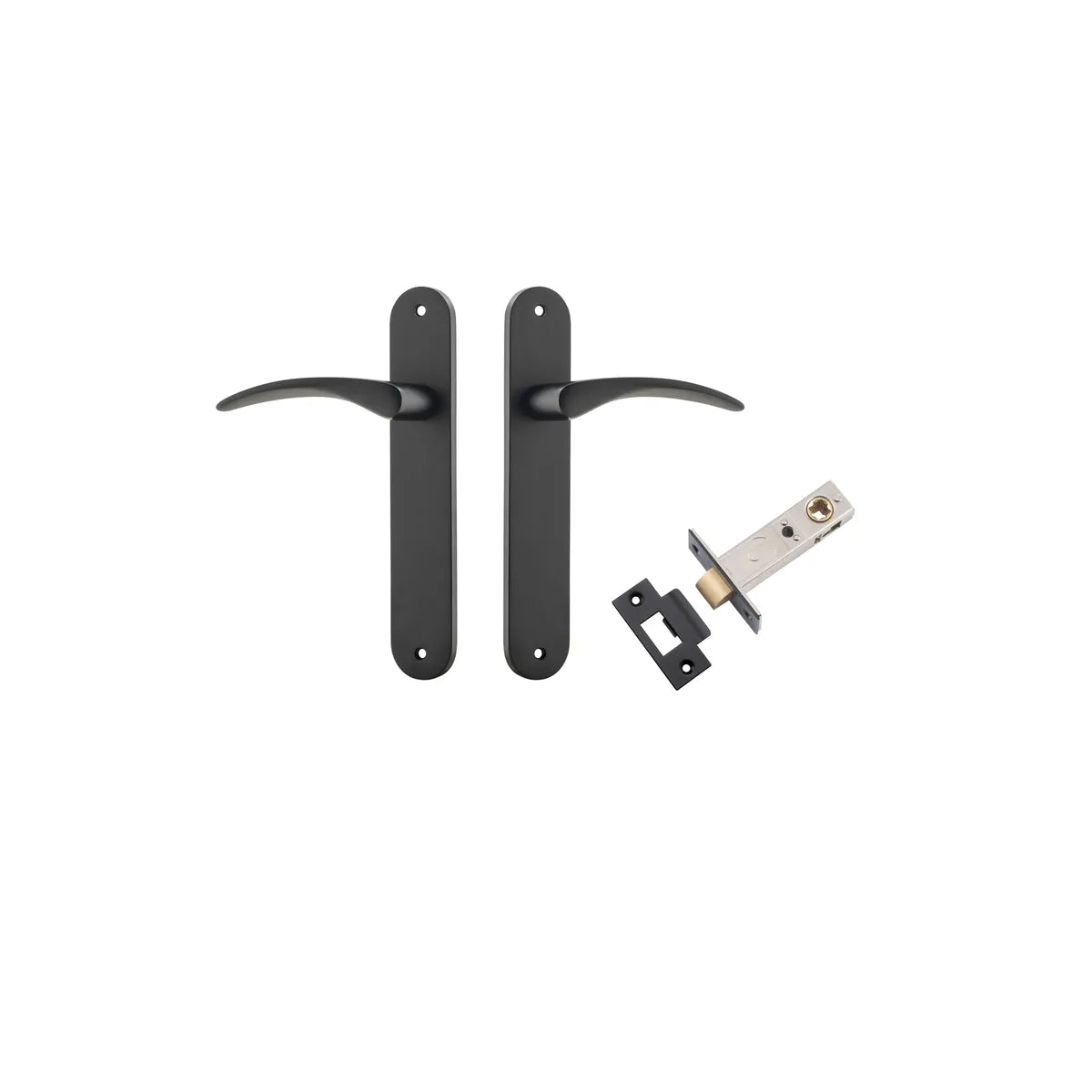 Oxford Lever - Oval Backplate Passage Kit in Matt Black - angled product view