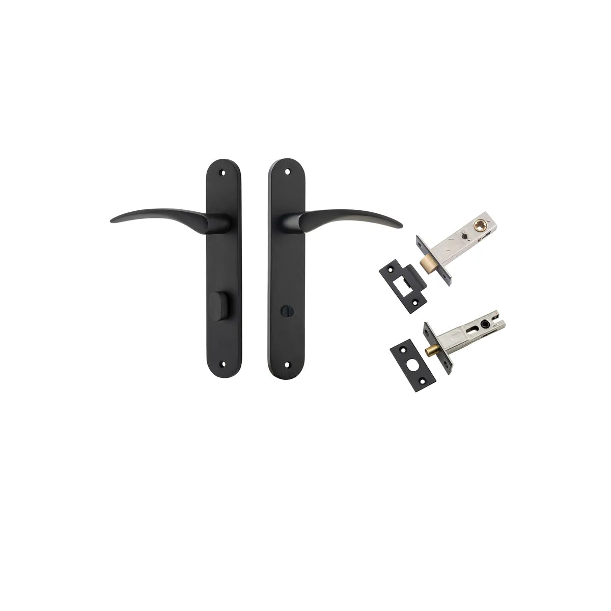 Oxford Lever - Oval Backplate Privacy Kit with Privacy Turn in Matt Black - privacy set configuration