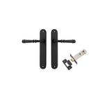 Verona Lever - Oval Backplate Passage Kit in Matt Black - side profile view