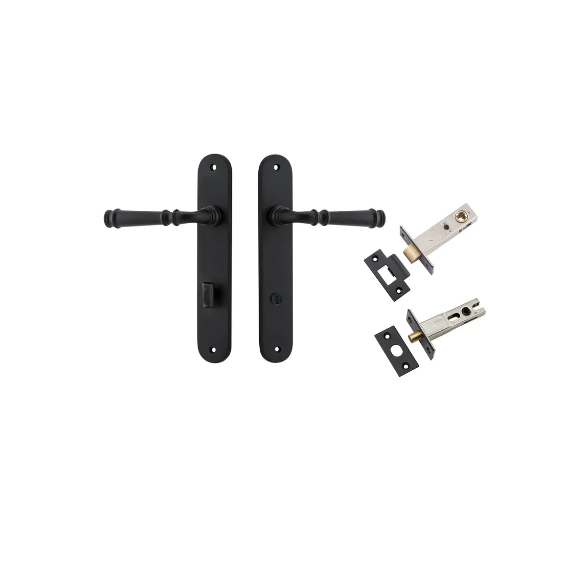 Verona Lever - Oval Backplate Privacy Kit with Privacy Turn in Matt Black - privacy set configuration