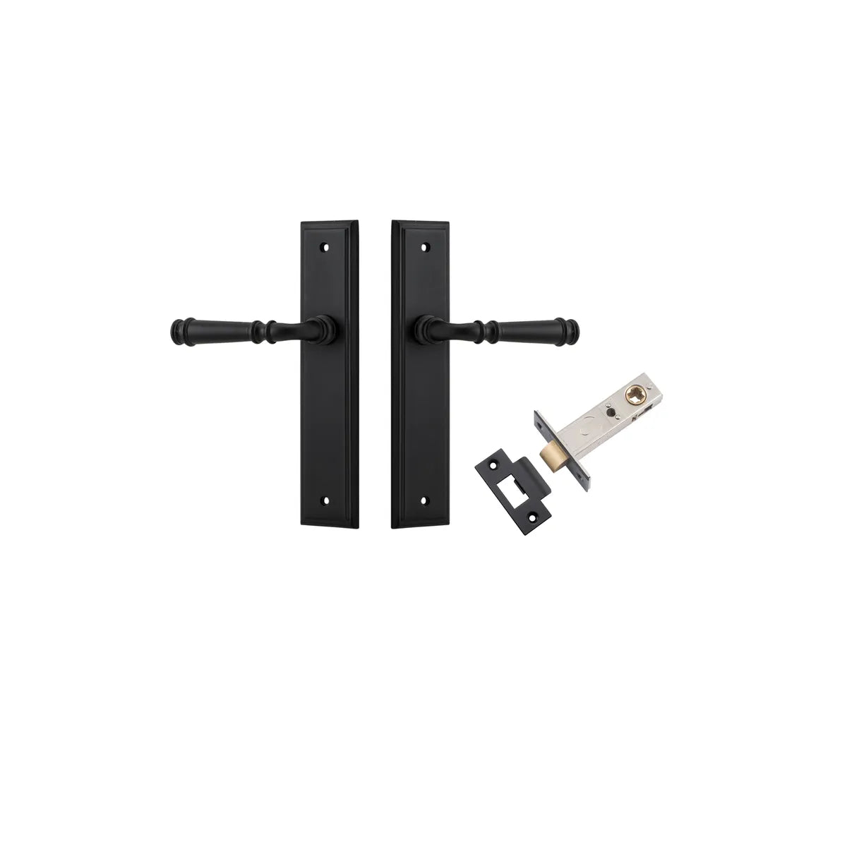 Verona Lever - Stepped Backplate Passage Kit in Brushed Chrome - side profile view