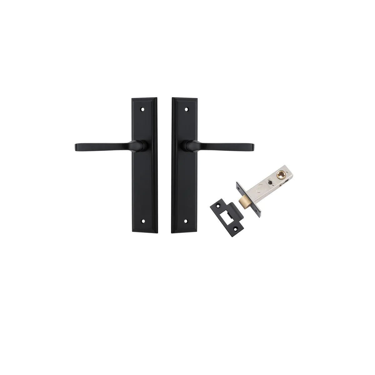 Annecy Lever - Stepped Backplate Passage Kit in Matt Black - side profile view