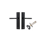 Annecy Lever - Stepped Backplate Passage Kit in Matt Black - side profile view
