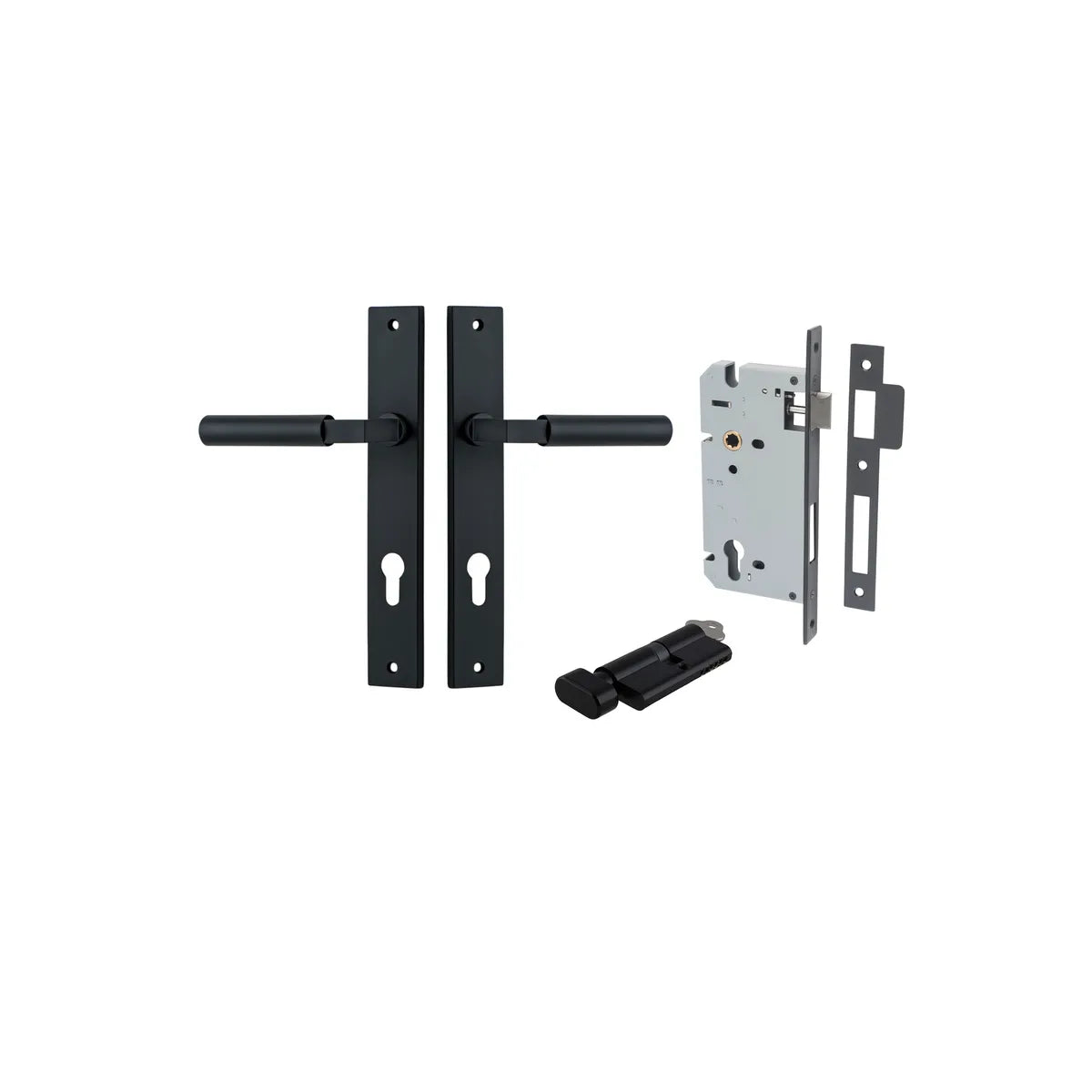 Berlin Lever - Rectangular Backplate Entrance Kit with High Security Lock - entrance set configuration (10 of 14)