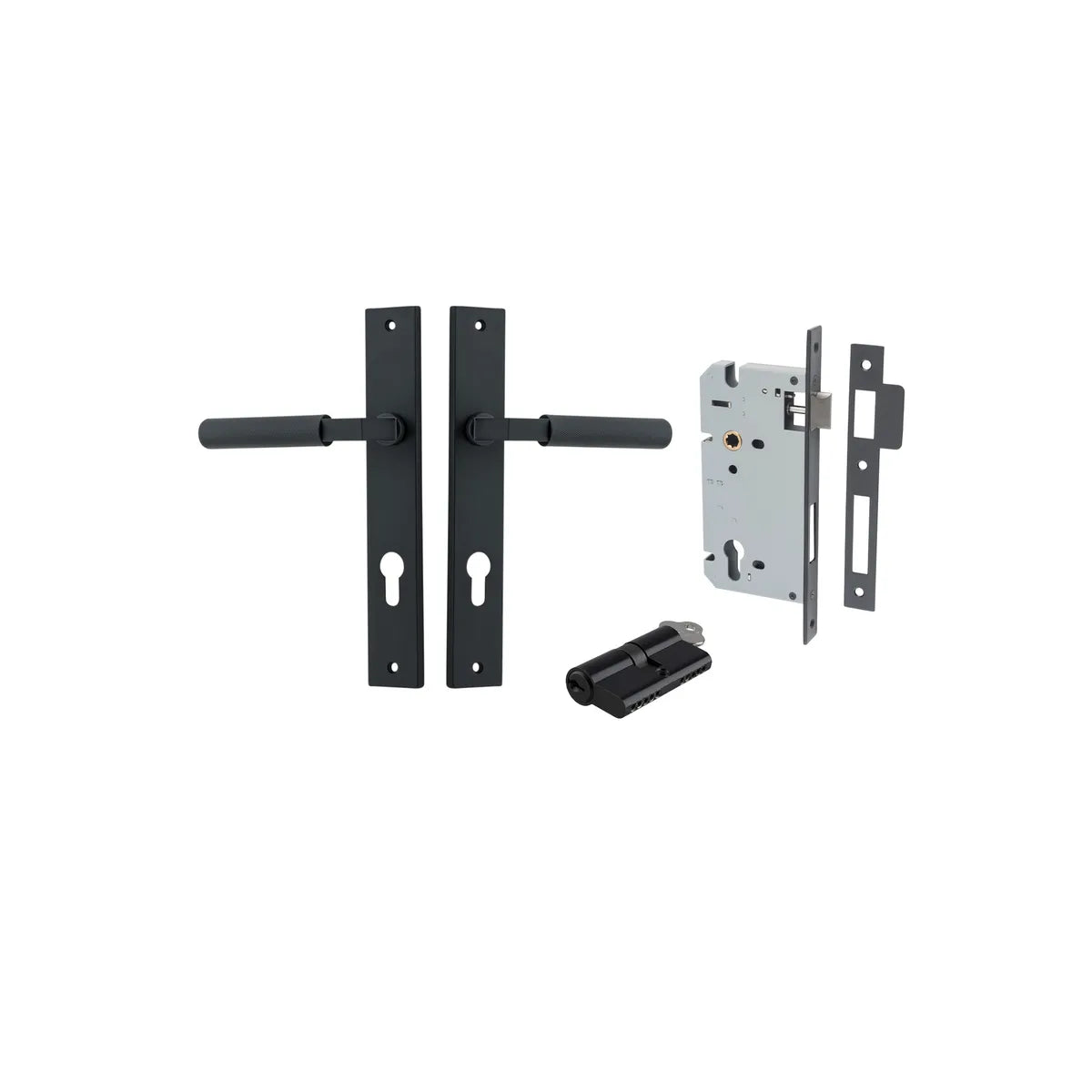 Brunswick Lever - Rectangular Backplate Entrance Kit with High Security Lock - entrance set configuration (3 of 12)