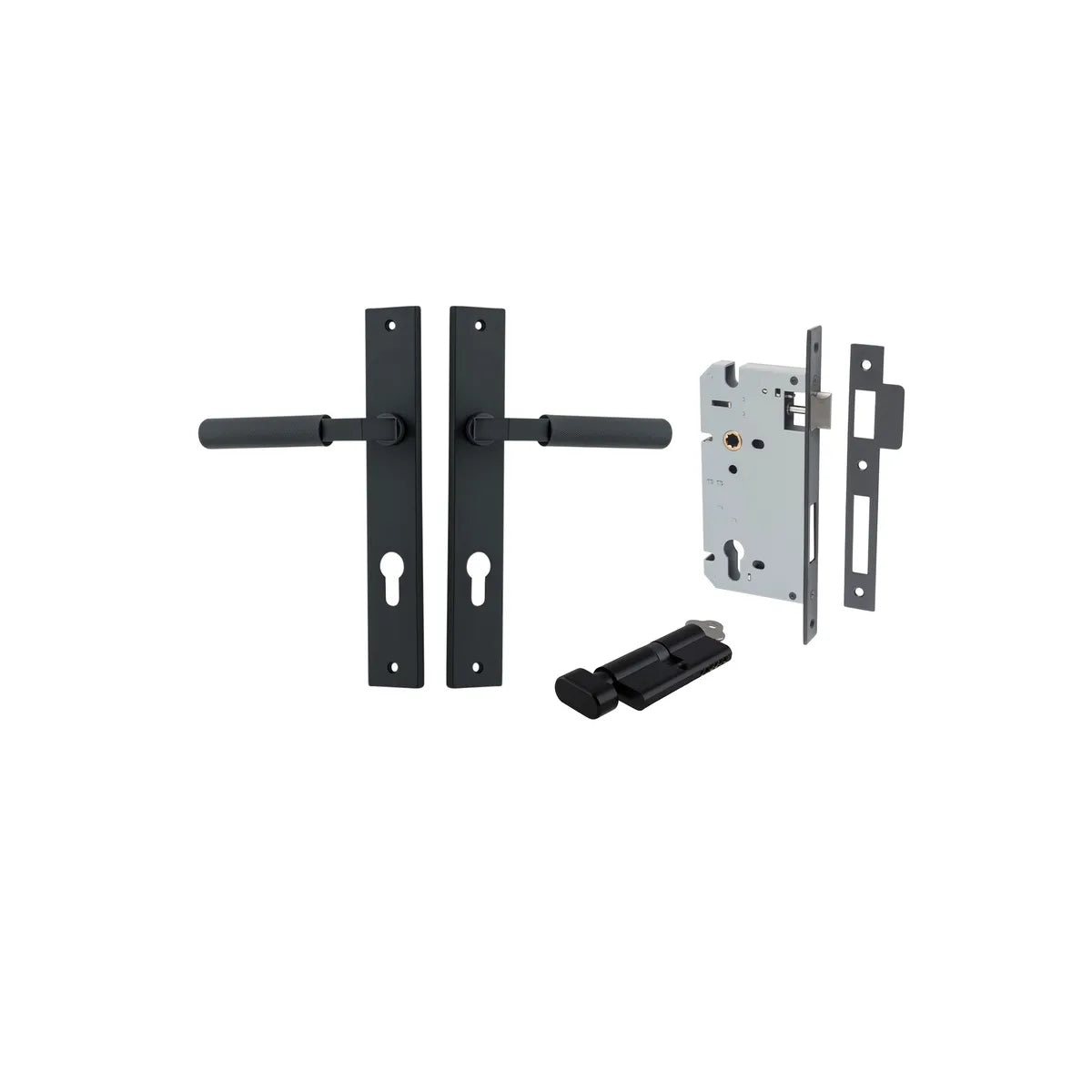 Brunswick Lever - Rectangular Backplate Entrance Kit with High Security Lock in Brushed Chrome - entrance set confi (9 of 12)