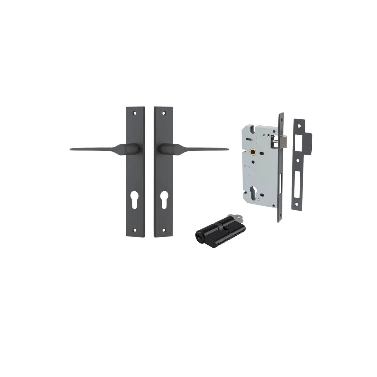 Como Lever - Rectangular Backplate Entrance Kit with High Security Lock - entrance set configuration (3 of 14)