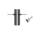 Como Lever - Rectangular Backplate Passage Kit in Matt Black - close-up detail view