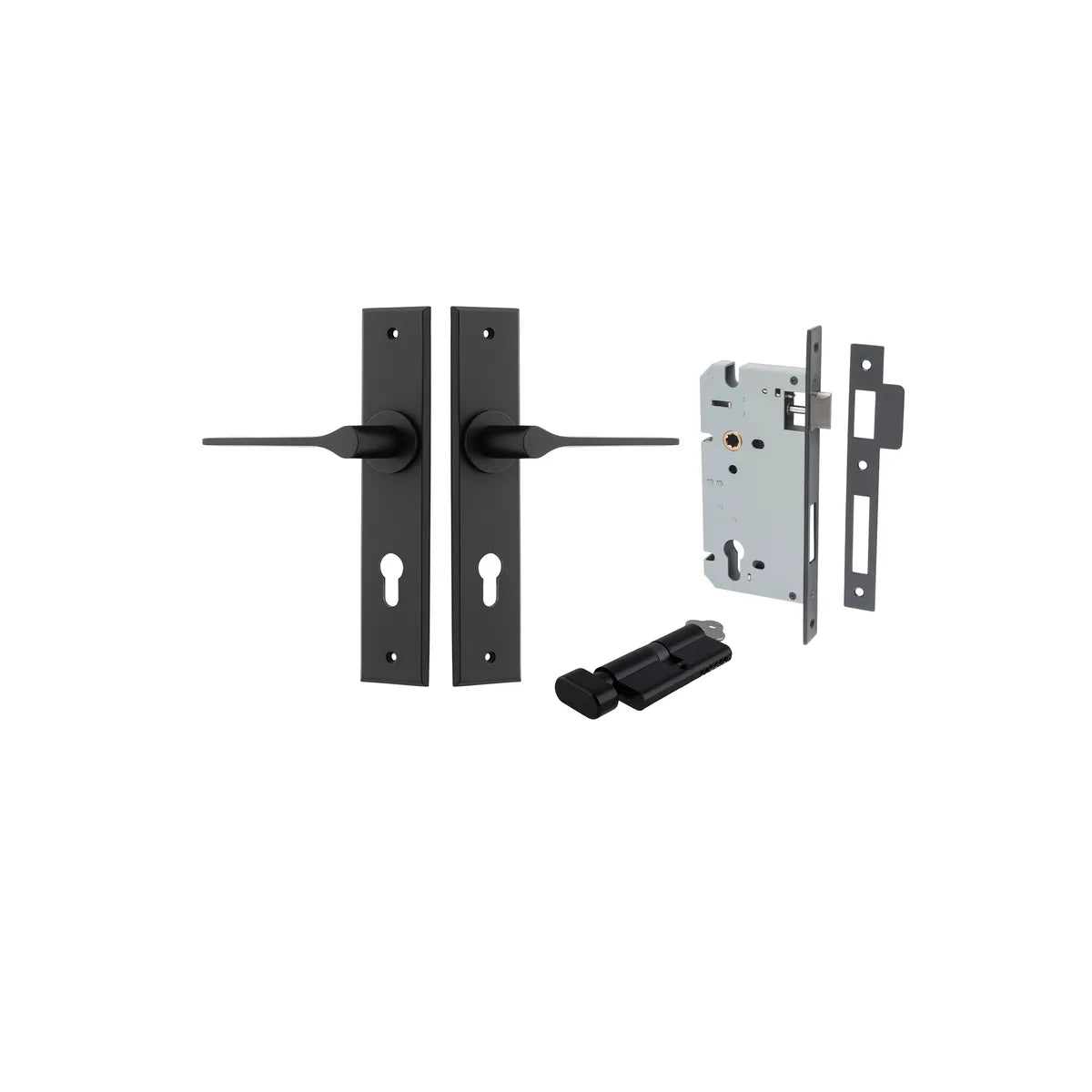 Como Lever - Chamfered Backplate Entrance Kit with High Security Lock