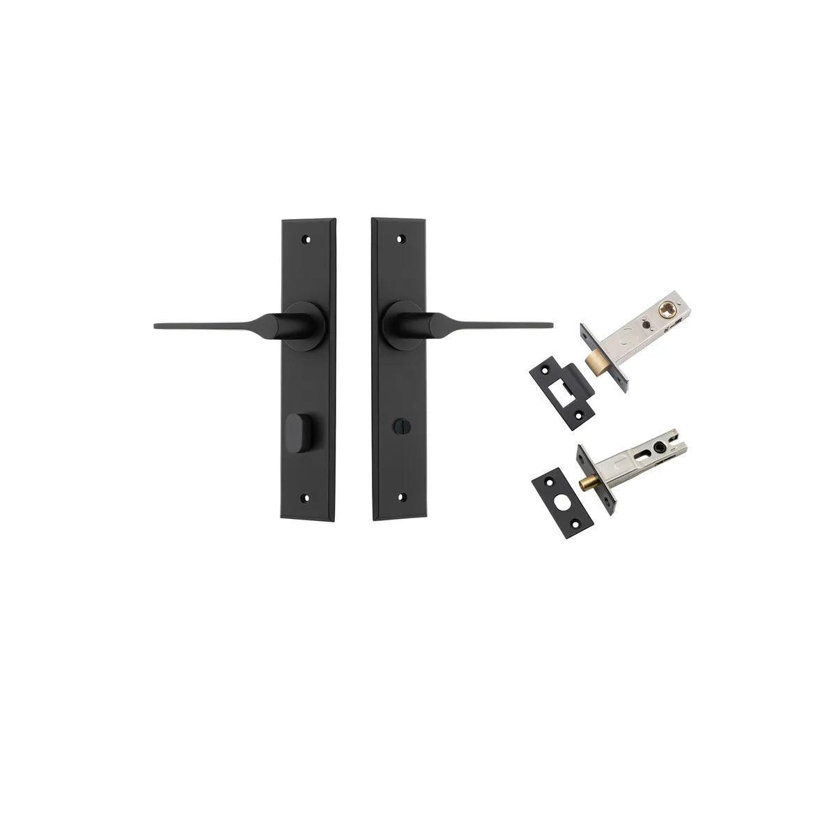 Como Lever - Chamfered Backplate Privacy Kit in Brushed Brass - privacy set configuration (3 of 7)